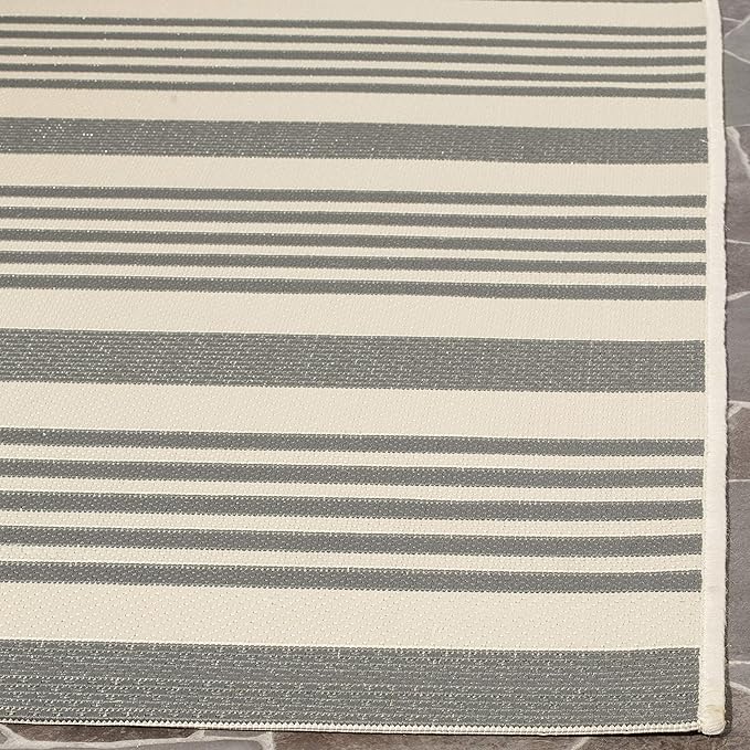 SAFAVIEH Washable Rug Outdoor Courtyard Collection - 2'3" x 16' Runner, Grey & Bone, Non-Shedding & Easy Cleaning, Ideal for Patio, Entryway, Mudroom, Hallway, Kitchen (CY6062-236)