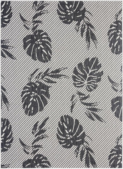 Tommy Bahama Palm Coastal Indoor/Outdoor Area Rug, Silver/Black, 5'3"x7'3"