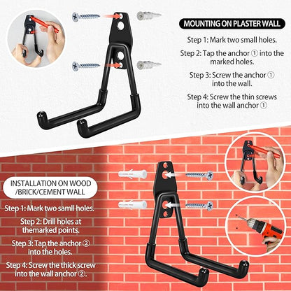 28 Pack Garage Hooks Heavy Duty - Garage Storage and Organization Ladder Hooks with Non Slip PVC Coating for Hanging Bike，Ladder，Garden Tools，Hose