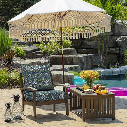 Arden Outdoor Deep Seat Cushion Set (2-Pack), 24 in x 24 in, Weather-Proof, Rain-Proof, Fade Resistant Patio Cushion for Chair, Sofa, and Couch Sapphire Aurora Blue Damask