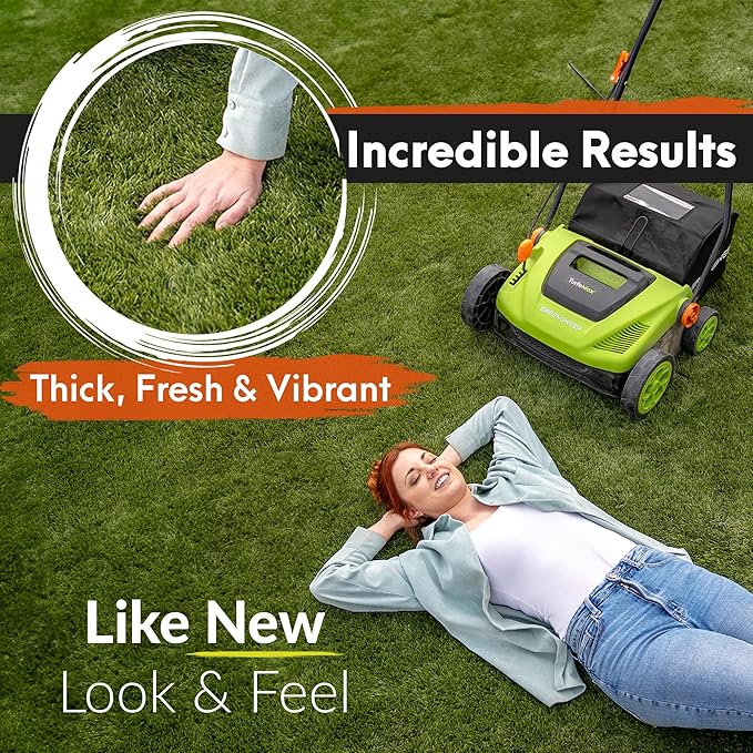 GreenSweep TurfoMax | Artificial Grass Electric Turf Sweeper, 5 Adjustable Height Settings, Foldable Handle, Collection Bag Included, Restores Flattened Turf & Removes Debris