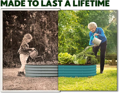 Plant & Plot Galvanized Raised Garden Beds Outdoor // 4×2×1 ft Planter Raised Beds for Gardening, Vegetables, Flowers // Large Metal Garden Box (Turquoise)