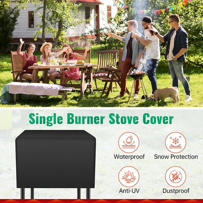 iCOVER Single Burner Stove Cover for GASONE, 600D Heavy Duty Water Resistant Cover, UV and Fade Resistant Weatherproof All Single Propane Burner Cooker
