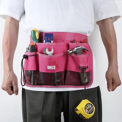 UNCO- Adjustable Gardening Belt, Pink, 7 Pockets, Wear, Cut and Water Resistant, Garden Tool Belt Pouch, Waist Apron with Pockets