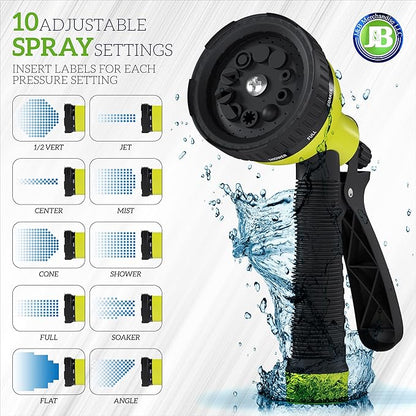 J&B XpandaHose 100ft Expandable Garden Hose – Ultra-Strong 3750D, 4-Layer Latex Core, Brass 3/4" Connectors, 10-Pattern Nozzle & Storage Bag – Lightweight, Kink-Reducing, Leak-Resistant