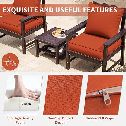 Premium Outdoor Seat Cushion Chair Cushions for Patio Furniture 24 L X 24 W X 5 H Waterproof & Fade Resistant Deep Seat and Backrest Cushion Set with Removable Covers for Chair, Sofa