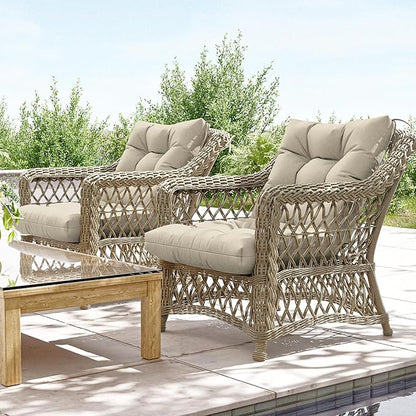 Patio Seat&Back Chair Cushions for Outdoor Furniture，Comfortable Cushions for Rocking/Dining/Lawn Chair-Set of 2
