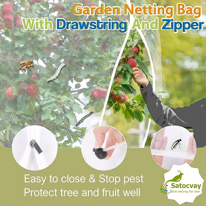 Fruit Tree Netting - Easy Install Plant Protection Cover, Reusable Garden Mesh Bag for Blueberry Bushes/Tomato - Block Birds/Insect/Squirrels (2, 6x7.2 FT)