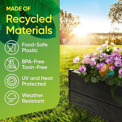 Raised Garden Bed Made of 100% Recycled Plastic Panels | Garden Boxes with Legs or Without | Holding 9.2 cu ft of Soil |by D.F. Omer