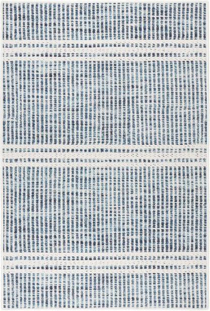 Dash and Albert Malta Blue Machine Washable Area Rug - 4' x 6' Blue Stripe Washable Accent Rug - Durable, High Traffic Areas Kitchen, Mudroom, Hallways