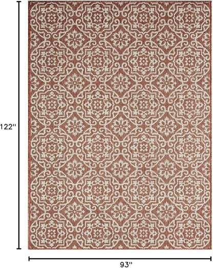 Nicole Miller New York Patio Country Danica Transitional Geometric Indoor/Outdoor Area Rug, Terracotta/Ivory , 7'9"x10'2"