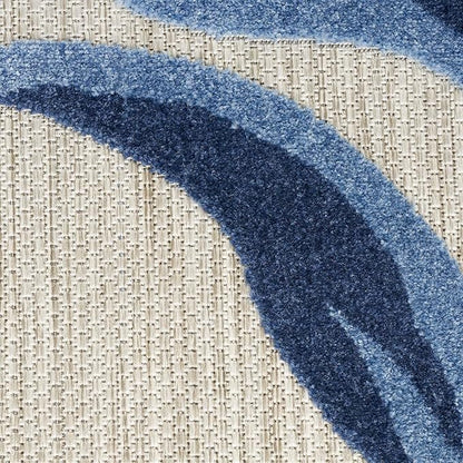 Nourison Home Aloha 108x144 Contemporary Fabric Rug in Blue/Gray Finish