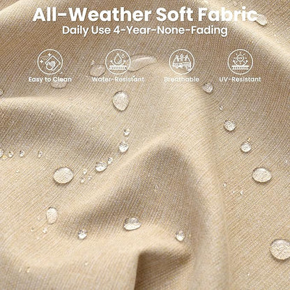 ovios 10 Pieces Patio Furniture Set, Outdoor Wicker Sofa Couch with Rocking Swivel Chairs Solar Lights Table Fire Pit, Modern Deep Seat Rattan Conversation Sets, Beige