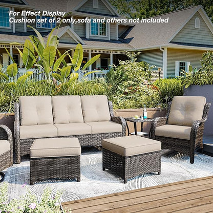 Joyside Outdoor Chair Cushions Set, 22x25/22x24 Inch Patio Furniture Deep Seat Cushions, Water Resistant & Thick Cushion, Outdoor Replacement Cushions for Seat and Sofa (Beige, 1 Set)