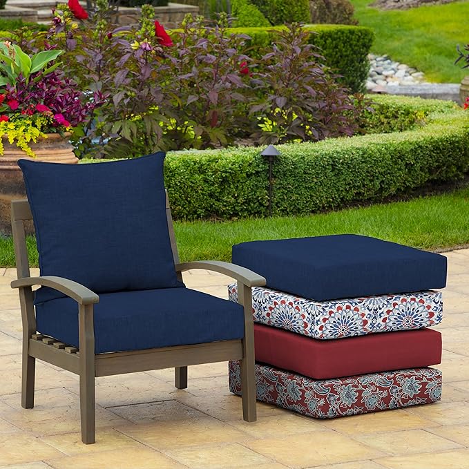 Arden Outdoor Deep Seat Cushion Set (2-Pack), 22 in x 24 in, Weather-Proof, Rain-Proof, Fade Resistant Patio Cushion for Chair, Sofa, and Couch Sapphire Blue Leala