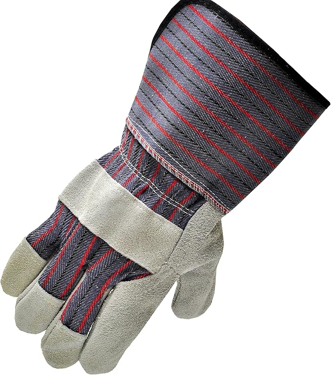 G & F PRODUCTS 5025L-5 Premium Suede Leather Work Gloves with Extra Long Rubberized Safety Cuff, 5 Pair Pack (Pack of 10)