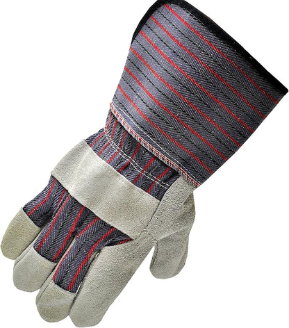 G & F PRODUCTS 5025L-5 Premium Suede Leather Work Gloves with Extra Long Rubberized Safety Cuff, 5 Pair Pack (Pack of 10)