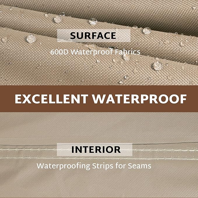iBirdie Outdoor Patio Furniture Cover fit 87" x 112", 85" x 110", 84" x 108" L-Shaped Sectional Sofa, Waterproof Weatherproof Heavy Duty 600D Garden Cover for Outside L Shape Couch, Brown