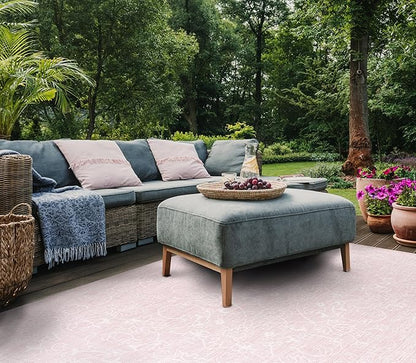 SAFAVIEH Courtyard Collection 9' x 12' Soft Pink/Ivory CY8680 Indoor/-Outdoor Waterproof Easy-Cleaning Patio Backyard Mudroom Area-Rug