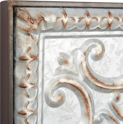 Deco 79 Metal Scroll Home Wall Decor Wall Sculpture with Embossed Details, Wall Art 36" x 2" x 36", Gray