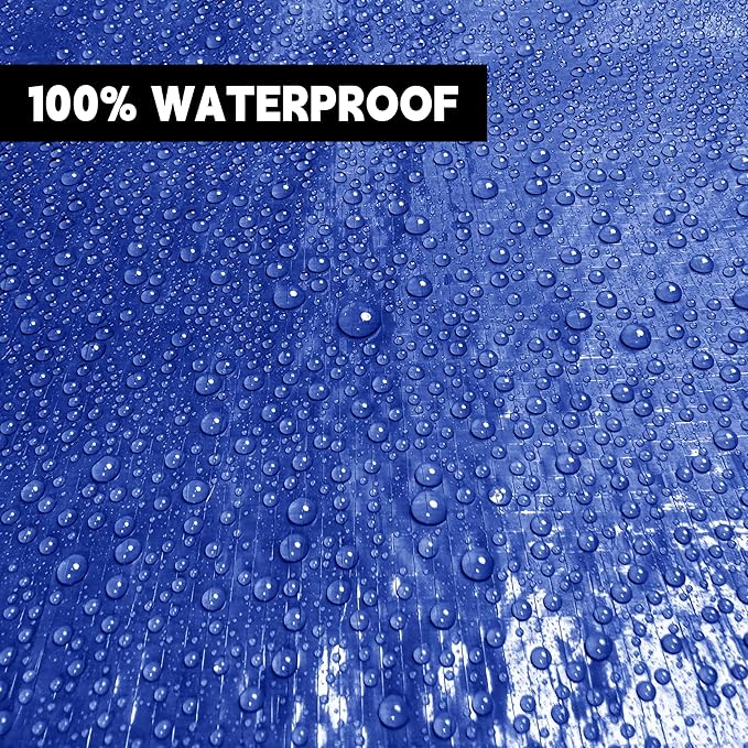 Tarp 6x8 ft 100% Waterproof Uv Resistant High Durability Multipurpose 5mil Blue Tarp for Covering Courtyards, Cars, Camping, Gardens, Pet Nests -by MVPNET