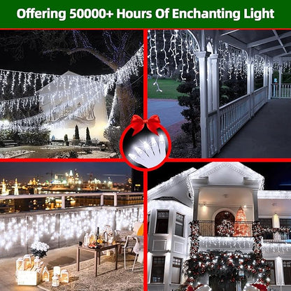 792 LED Christmas Lights with 176 Drops,82ft 8 Modes Fairy Hanging String Lights with Timer Waterproof, Plug-in Christmas String Lights for Holiday Wedding Party Christmas Decorations (Cool White)