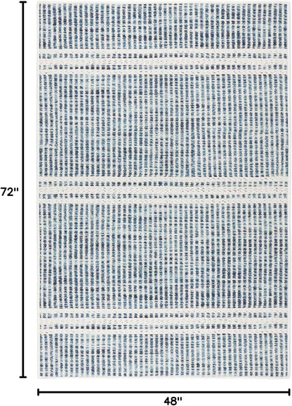 Dash and Albert Malta Blue Machine Washable Area Rug - 4' x 6' Blue Stripe Washable Accent Rug - Durable, High Traffic Areas Kitchen, Mudroom, Hallways