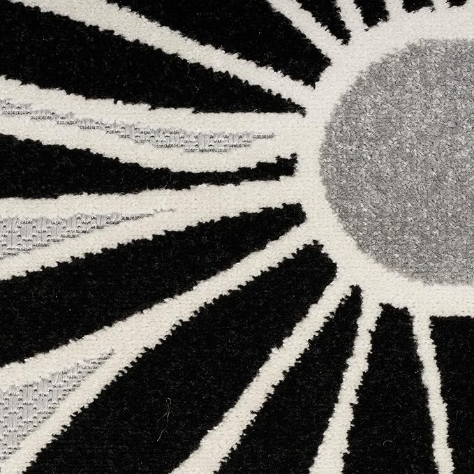 Nourison Home Aloha 8' x Round Black White Fabric Contemporary Area Rug (8' Round)