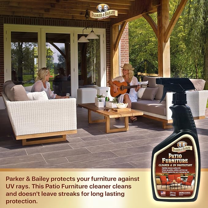 Parker & Bailey Patio Furniture Cleaner Spray – Outdoor Furniture & Cushion Cleaner with UV Protectant, Fabric & Upholstery Stain Remover
