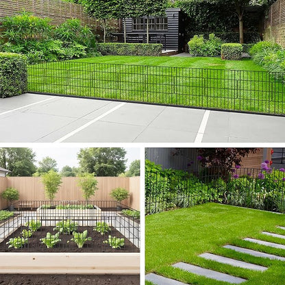 Decorative Garden Fences 17in x 23.3ft, 22 Pack Outdoor Fencing Animal Barrier Dog Border with 1.25in Gap, Metal Wire Fence Panels for Garden Decor, Flower Bed Edging Borders for No Dig Patio Yard