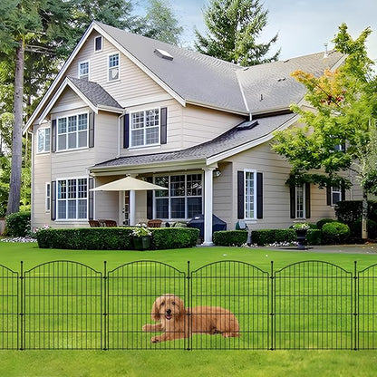Decorative Garden Fences 32in x 24ft, 10 Pack Outdoor Fencing Animal Barrier Dog Border, Metal Wire Fence Panels for Garden Decor, Flower Bed Edging Borders for No Dig Patio Yard