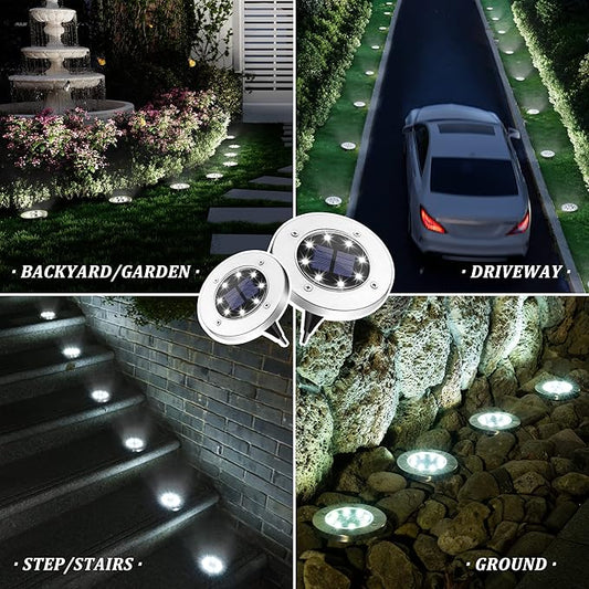 SOLPEX Solar Lights Outdoor Waterproof, 8 Pack Solar Ground Lights, Solar Garden Lights Landscape Lighting for Pathway Driveway Patio Backyard Walkway (Cool White)