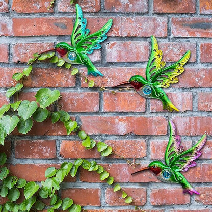 Metal Hummingbird Wall Decor, Wall Art Hanging Sculpture for Patio Fence, Set of 3, 9 Inch, Indoor Outdoor Gift for Family