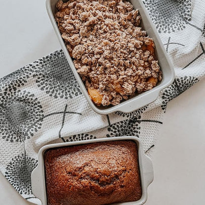 Mora Ceramic Set of 2 Baking Dishes For Casserole, Banana Bread, Brownies, Broiling, Roasting, and Baking. 7x11 in and Loaf Pans - Porcelain Serving Bakeware from Oven to Table. Freezer Safe - Grey