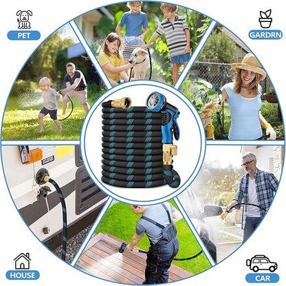 25 FT Non-Expandable Garden Hose, 2026 New Upgraded Flexible Water Hose, Ultra Lightweight Non-Expanding hoses with 10 Function Sprayer, Leak proof, Pressure Resistant for Yard, Outdoor