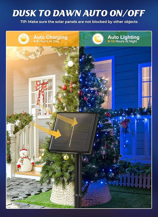 Brightown 2 Pack Solar String Lights Outdoor, Total 144Ft 400 LED Twinkle Fairy Lights Waterproof with 8 Modes Auto On/Off for Patio Tree Garden Party Home Wedding Christmas Decorations (Blue)