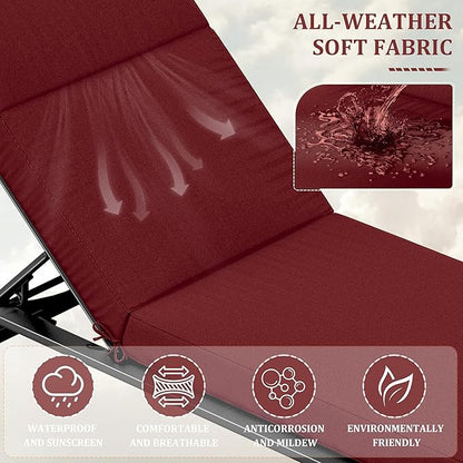 Chaise Lounge Cushions Outdoor, 80" L X 26" W X 4" D Lounge Chair Cushions for Outdoor Furniture, High-Density Foam Outdoor Chaise Cushion-Waterproof Fade-Resistant ThickPatio lounge chair cushion