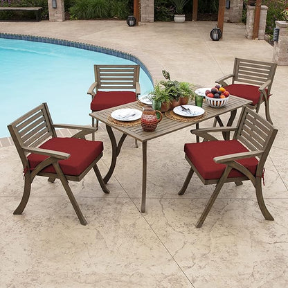 Arden Foam Outdoor Seat Cushions (4-Pack), 19 x 19, Premium High-Density Foam, Never Flattens, Weather-Proof for Outdoor Chairs Ruby Red Leala