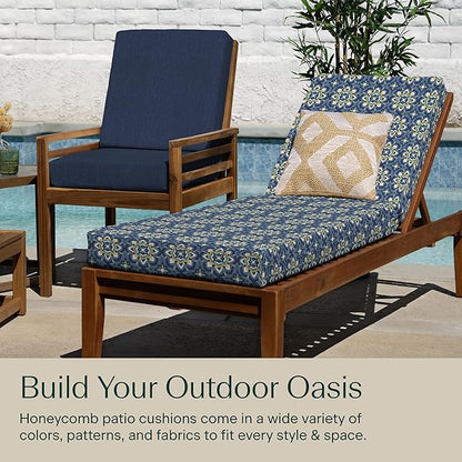 Honeycomb Outdoor Heritage Chaise, 22.5" W x 70" L, Medina Medallion Chair Cushion for Patio Furniture