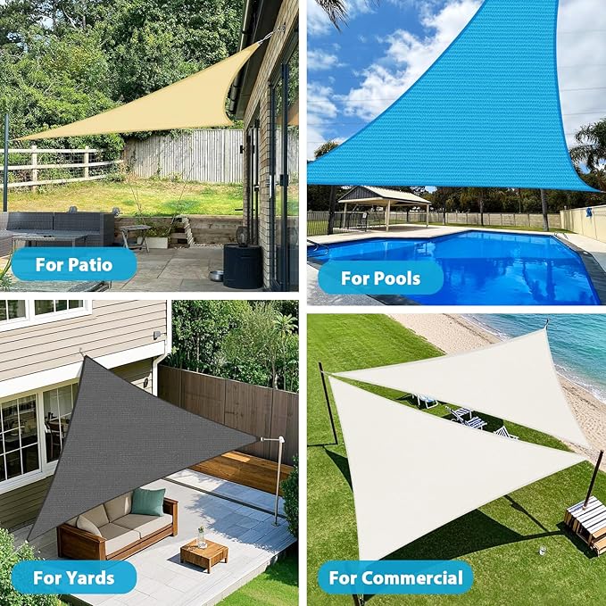 Amagenix Sun Shade Sail 8'X8'X8' Curved Edge Outdoor Shade Canopy Dark Grey Breathable 95% UV Block Shade Cloth for Patio Garden Backyard (We Make Custom Size)