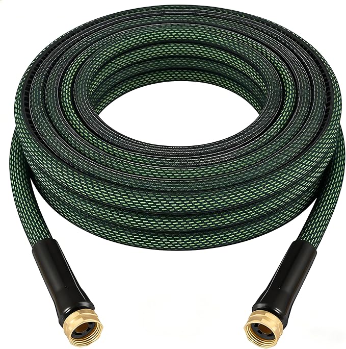 Garden Hose 15FT, Heavy Duty Water Hose with Aluminum Fittings, Puncture Proof All-weather, Ultra-Lightweight and Flexible, Watering and Cleaning for Outdoor, Lawn