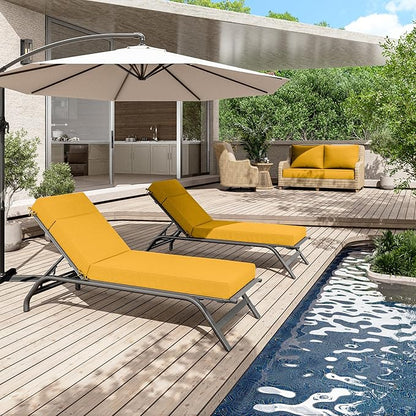 2 Pcs Chaise Lounge Cushions Outdoor, 72" L X 21" W X 4" D Lounge Chair Cushions for Outdoor Furniture, High-Density Foam Patio Chaise Cushion-Waterproof Fade-Resistant ThickPatio lounge chair cushion