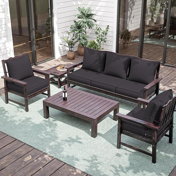 Premium Outdoor Seat Cushion Chair Cushions for Patio Furniture 24 L X 24 W X 5 H Waterproof & Fade Resistant Deep Seat and Backrest Cushion Set with Removable Covers for Chair, Sofa