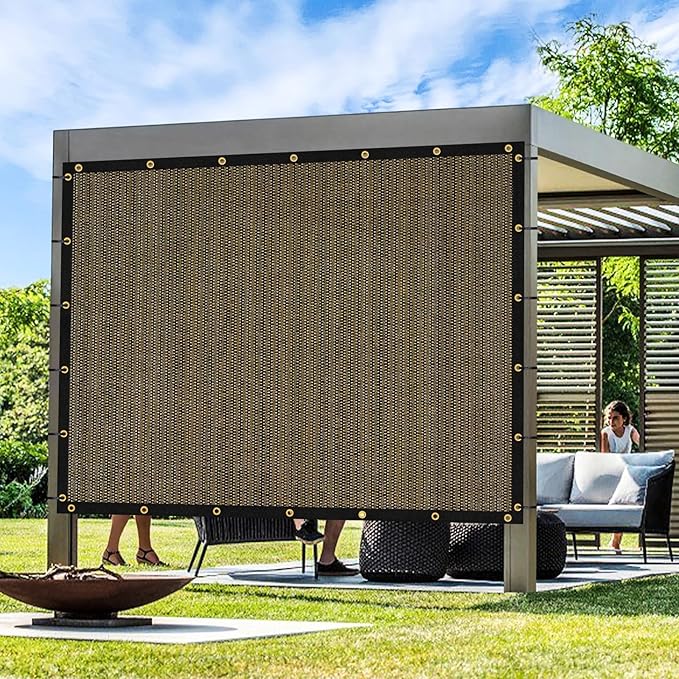Artpuch Outdoor Pergola Shade Cover 10x21 FT Sun Shade Cloth with Grommets Mocha 90% UV Protection Canopy Patio Privacy Screen (Customized Available)
