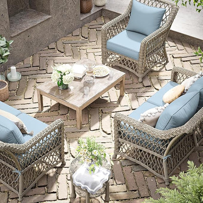 Premium Outdoor Seat Cushion Chair Cushions for Patio Furniture 19 L X 19 W X 4 H Waterproof & Fade Resistant Deep Seat and Backrest Cushion Set with Removable Covers for Chair, Sofa