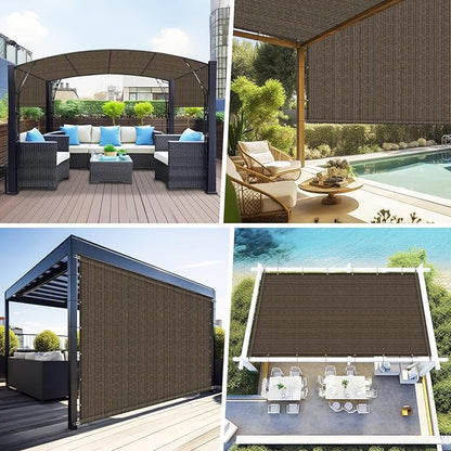 Shade&Beyond 9'x16' Pergola Shade Cover with Weighted Rods & Grommets, 90% UV Block Outdoor Sun Shade Cloth Canopy Replacement Cover for Patio Porch, Mocha