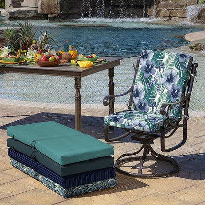 Arden 2-Pack Outdoor Patio Dining Chair Cushion, 20x44, Rain-Proof Seat Pad, Fade-Resistant Outdoor Cushion Salome Tropical