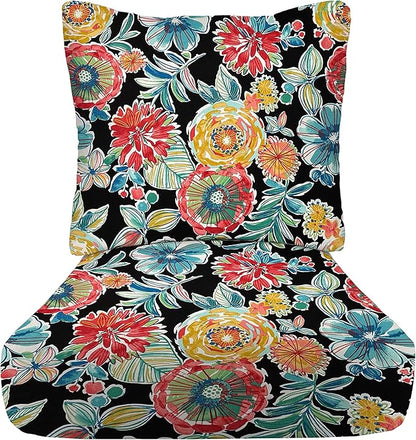 RSH DECOR Deep Seating Cushion with Pillow Back | 24” x 23” Seat | Water and Fade-Resistant Spun Fabric | Outdoor Chair Cushion Set for Patio Furniture | Colsen Noir - Made in USA