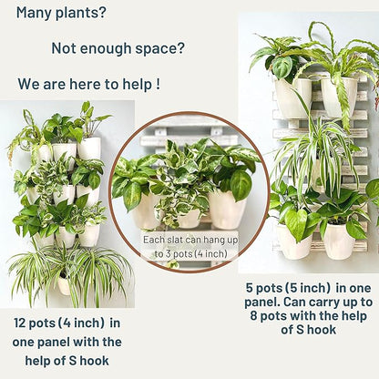 ShopLaLa Wooden Wall Planter - 2 Pack Wall Hanging Planters for Outdoor Plants Rustic White Wall Mounted Wood Ladder for Flower Pots Holder Vertical Herb Garden System Green Decor 23.6" (60cm)