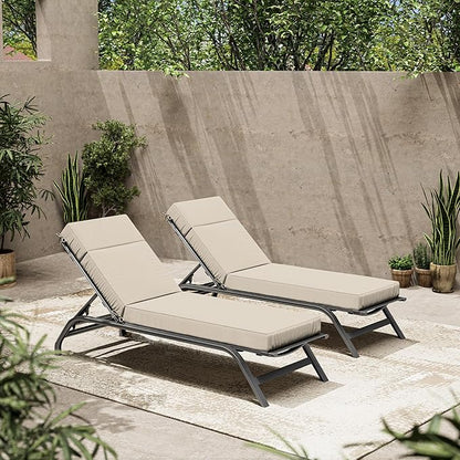 2 Pcs Chaise Lounge Cushions Outdoor, 72" L X 21" W X 4" D Lounge Chair Cushions for Outdoor Furniture, High-Density Foam Patio Chaise Cushion-Waterproof Fade-Resistant ThickPatio lounge chair cushion